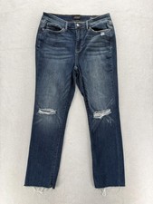 Judy Blue Straight Fit Jeans Womens 13/31 Blue Distressed Raw Hem Stretch Denim