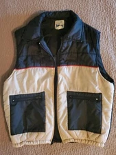 Vtg Unisex Polar Bears Quilted Puffy Vest M Pre-loved Tan & Brown