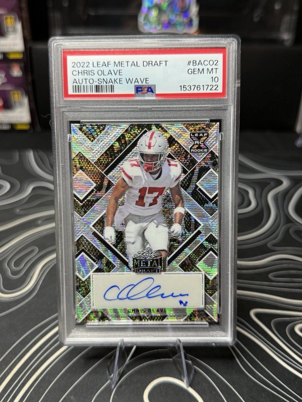 Chris Olave Leaf Metal Draft Autographs #BACO2 Snake Wave