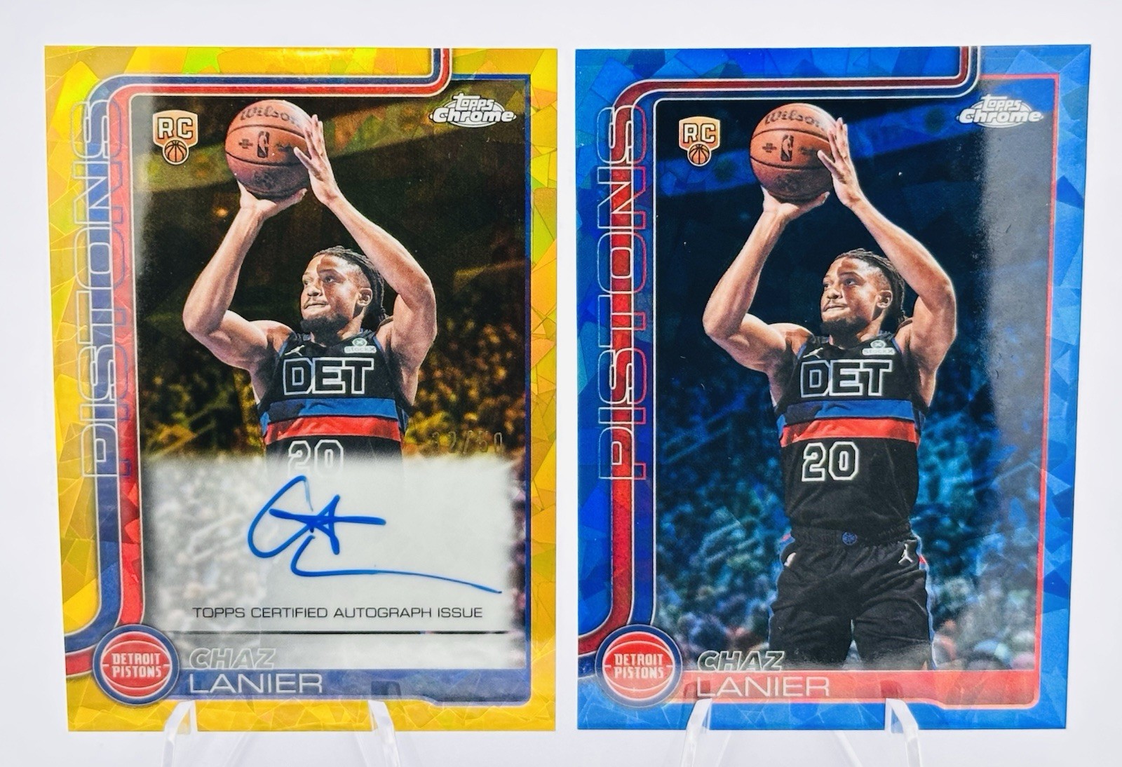 2025-26 Topps Chrome Update Sapphire Chaz Lanier Rookie Auto Gold Pistons /50