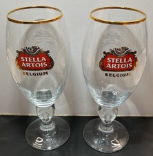 Stella Artois Gold Rimmed 40cl Glasses - Set Of 2 Glasses New No Box
