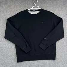 Champion Sweatshirt Mens Large Black Pullover Crewneck Graphic Athletic Cotton