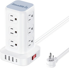 Tower Surge Protector Power Strip with 12 Outlets 4 USB 1 USB C , 6.5Feet Ex...