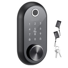 Matte Black Fingerprint Door Lock with Touchscreen, Auto-Lock