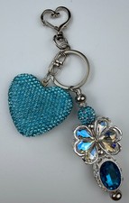 Hand made beaded key chain/Bag charm Bling. Heart. Gifts. Basket filler.