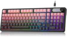 RGB Gaming Keyboard, 98 Keys USB Wired Keyboard with Rainbow Backlit, Volume ...