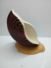 Unmarked Wood Hand Carved Half Shell Shelf Decoration7x7x7