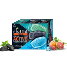 Fiama Men Gel Bar Active Celebration Pack with 3 Unique Gel Bars, 125g x 3
