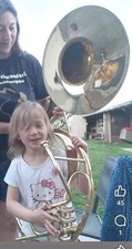 SOUSAPHONE 16" BELL TUBA GOLDEN POLISH MADE OF PURE BRASS CASE BOX  FREE SHIP