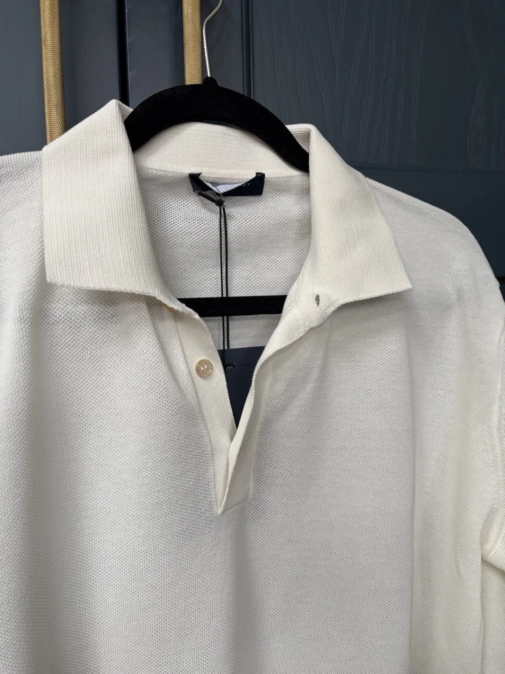 Thom Sweeney Savile Row Men’s Long Sleeve Polo Top XL - Image 2 of 4