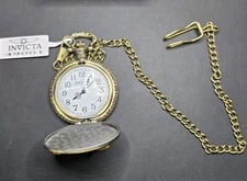 Invicta 47mm Nocturnal Pocket Quartz Bronze Tone w/Chain Watch 49001
