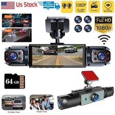 Dash Cam 4 Channel 360° Front Rear Inside DashCam, FHD 1080P Car Camera 64GB