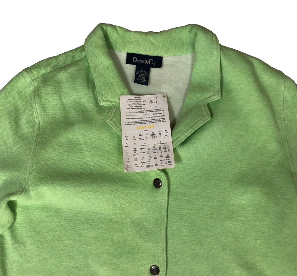 Blazer Denim & Co para mujer talla L verde con botones manga larga bolsillos nuevo con etiquetas Foto 2 de 4