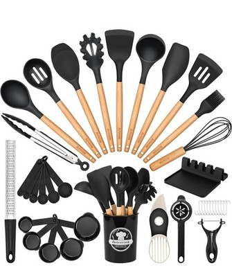 39 PCS Kitchen Utensils Set, Silicone Cooking Utensil Sets with Wooden...