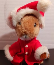 DAKIN MOUSE Priscilla Hillman 1981 Plush Stuffed Toy Red Christmas Clothes Hat