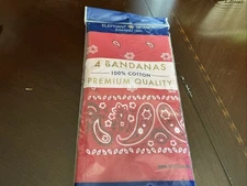 NWT Lot Of 4 Bandana Paisley Western/Bike RN13962 100% Cotton China w/Elephant