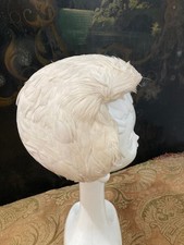 Antique 1920s-30s White Feather Cloche Hat Unbranded Vintage Millinery
