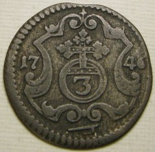 SAXONY (Germany Electorate) 3 Pfennig 1746 FWoF - Billon - VF/XF - 2006 *