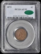 1872 Indian Head Cent 1c Penny PCGS AU55 CAC
