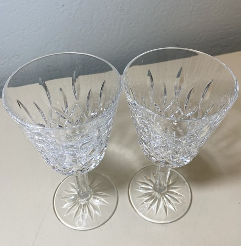 Elegant Pair WATERFORD Crystal LISMORE Claret Wine Glasses Excellent 5 3/4” - Picture 3 of 7