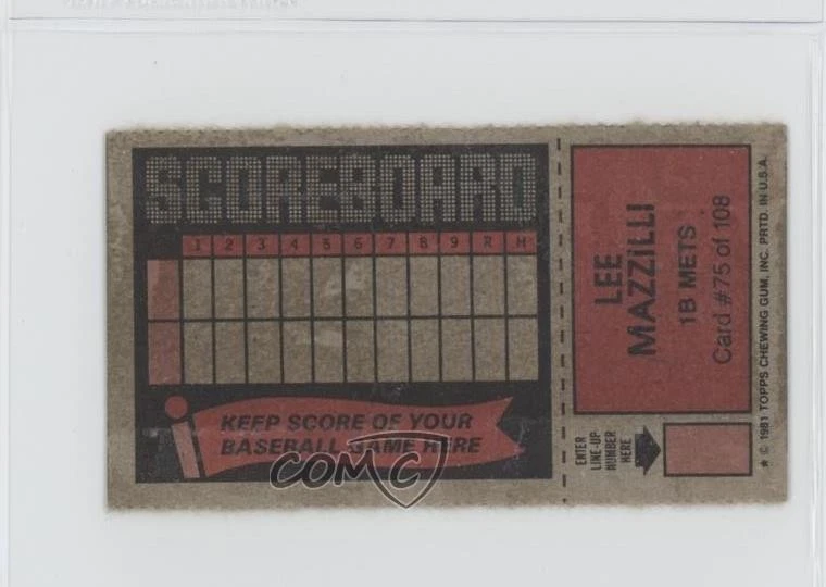 1981 Topps Baseball Scratch-Off Separated Lee Mazzilli #75 - Image 2 of 2