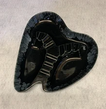 Vintage Royal Haeger R1663 USA Black Ashtray Trinket Dish 8"