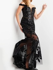 Jovani Tulle Off Shoulder Sheer Gown Size 4