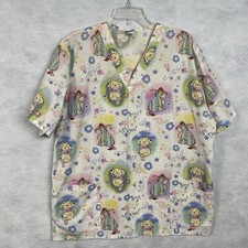 Disney Winnie the Pooh "Such a Lazy Day" V-neck scrub top Women Large Flaw