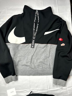 Nike Pro Get Fit Track Jacket Womens 3X Black Heather Gray Colorblock Half Zip