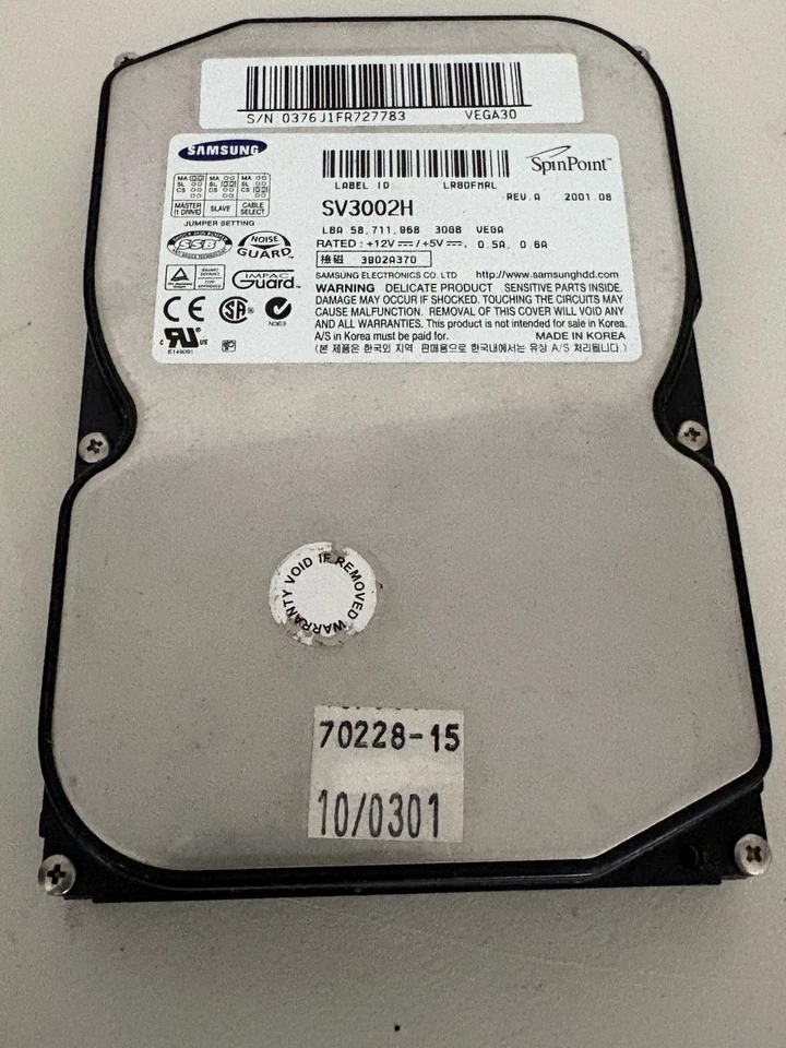 Samsung SV3002H 30GB VEGA ATA/IDE PATA Hard Drive 3.5" - Image 2 of 4