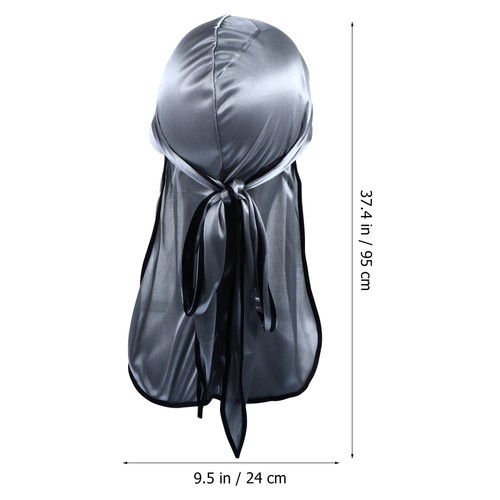 4pcs Silk Durag for Women Men Long Tail Breathable Headwrap Turban - Imagen 6 de 12