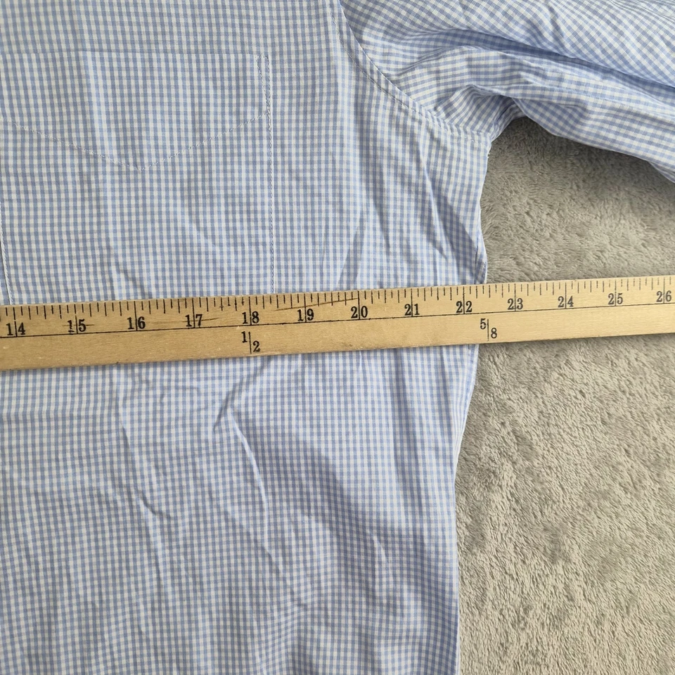 Brunello Cucinelli Shirt Mens Large Blue White Gingham Check Made In Italy - Image 3 of 4