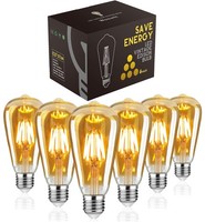 LED Edison GlüHbirne E27 Dimmbar 4W Amber Glas 6 StüCk ST64 Vintage 2700K, Retro