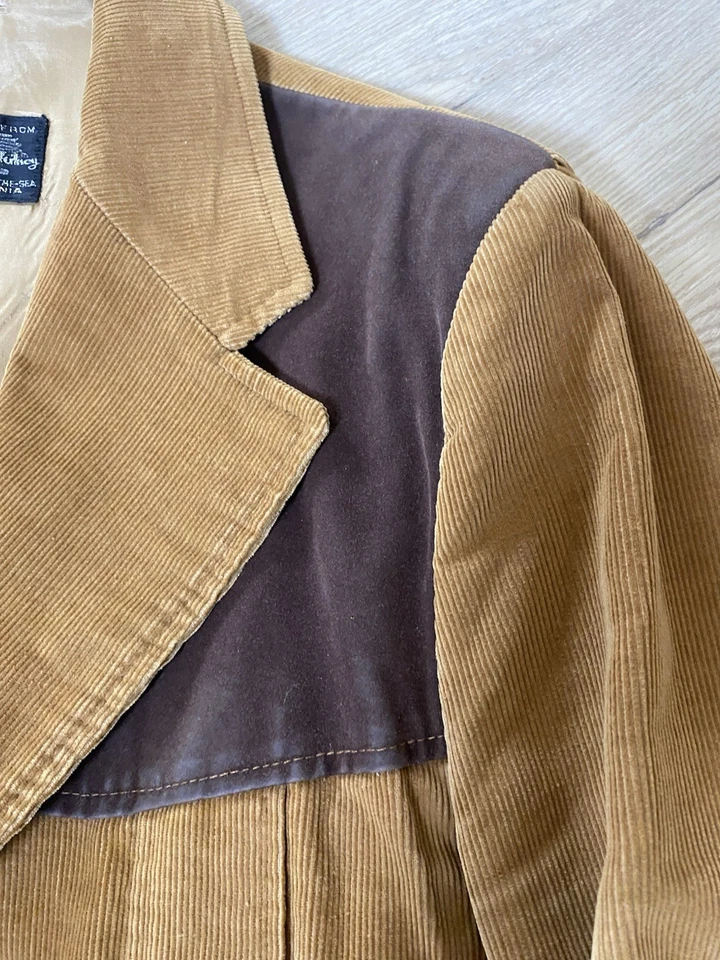 Vintage 1970s Brad Whitney Tan Corduroy Jacket Brown Patch Western M - Image 3 of 4