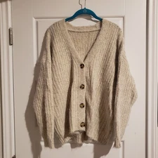 Vintage 80s-90s Kurt Cobain Style Grunge Mohair Acrylic XL Cardigan