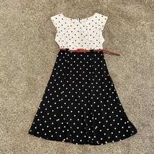 Shelby and Palmer Polka Dot Fit & Flare Dress XL with Belt Loops Red Belt EUC