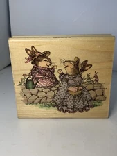 NEW Holly Pond Hill  Rubber Stamp NEIGHBORLY CHAT K13029 Friends Bunnies Flowers