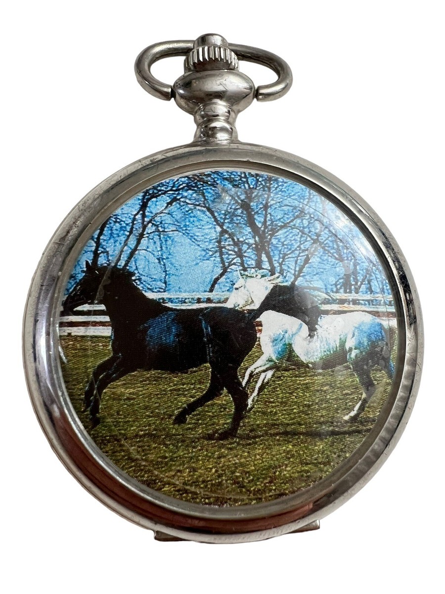 hanslin pocket Watch Japan Horse Scene New Battery Working | eBay