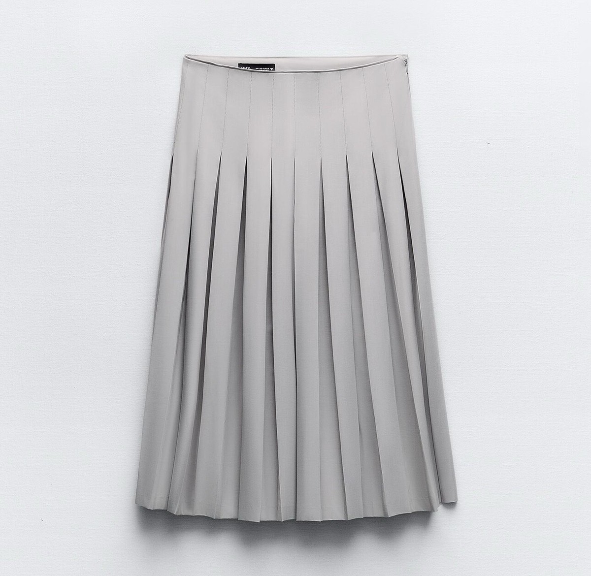 ZARA SS24 SZ. XS, S, M, GRAY MIDI PLEATED SLIT SKIRT RARE