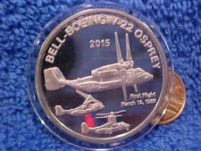 2015 Bell BOEING EMPLOYEEs COIN CLUB Pewter V-22 Osprey Medal . 6BEp