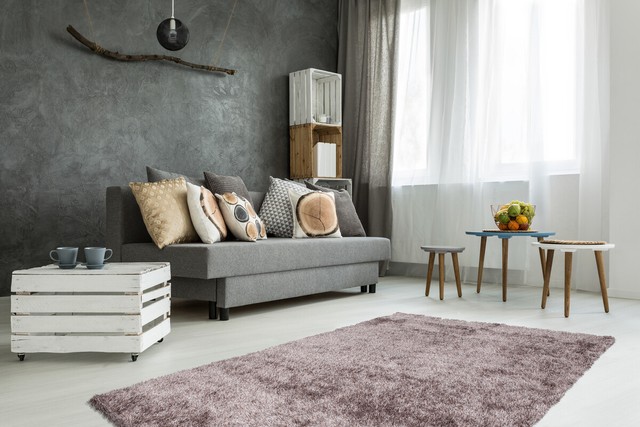 Kindermobel Wohnen Hochflor Teppich Uni Shaggy Braun Grau Rot