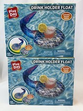 PlayDay Drink Holder Pool Floats Mermaid Theme With Glitters Repair Patch Inc