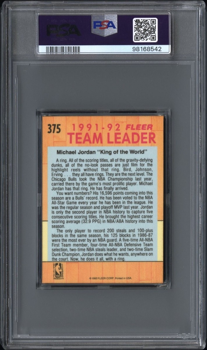 PSA 9 MICHAEL JORDAN 1991 Fleer 3D Acrylic Wrapper Redemption TEAM