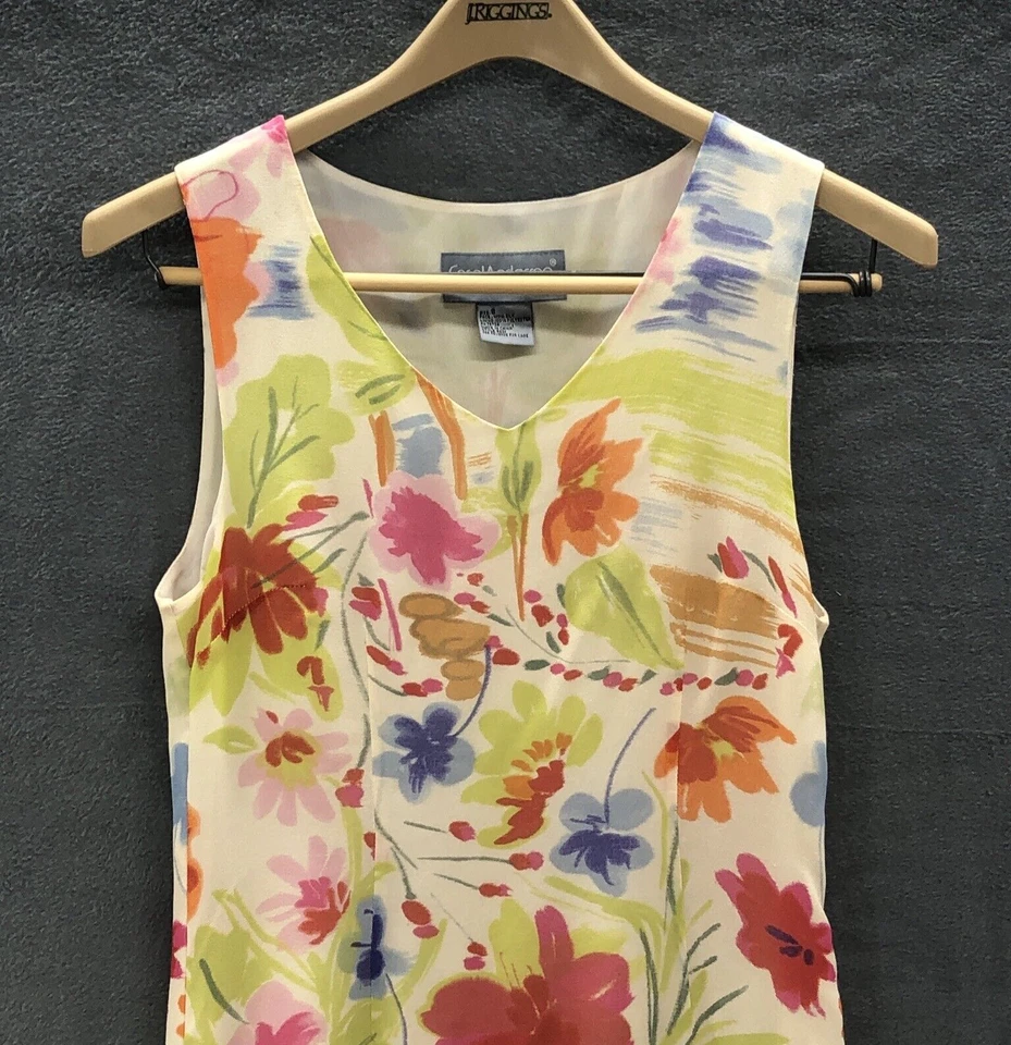 Платье женское Carol Anderson California размер 8 100% шелк цветочный узор бисер с подкладкой - Изображение 3 из 4