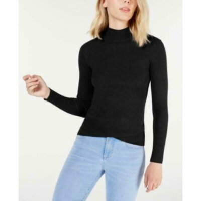 MSRP $39 Say What? Juniors' Mock-Turtleneck Tulip-Hem Sweater