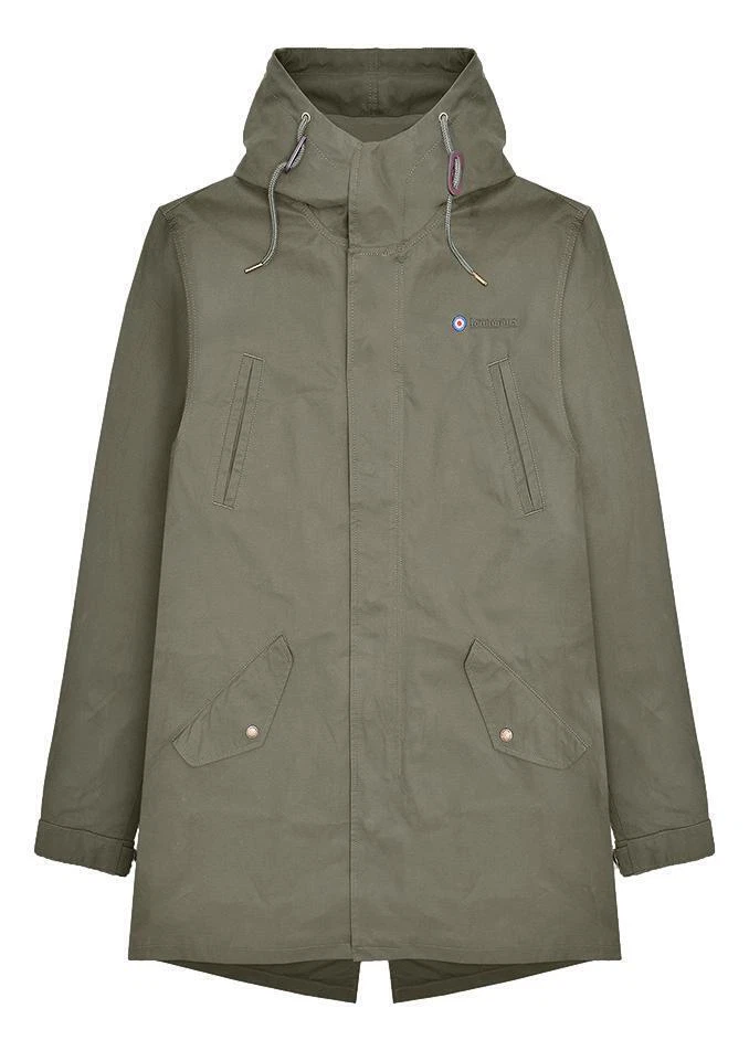 Lambretta Mens Shower Resistant Hooded Classic Badge Fishtail Parka