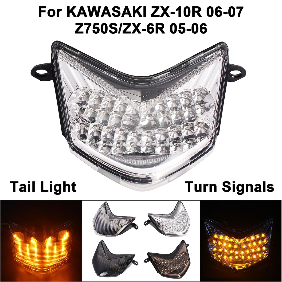 LED Tail Light For KAWASAKI Ninja ZX-10R 06-07,Z750S/ZX-6R 05-06 w