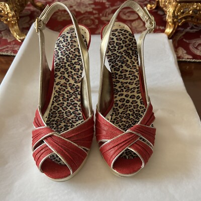 BCBG women s stiletto red and gold gorgeous party shoes 36.5