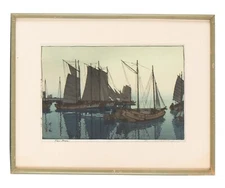 Hiroshi Yoshida Japanese 1876-1950 Woodblock Print New Moon 1941 Signed