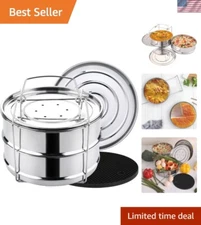 Versatile 8qt Stainless Steel Steaming Insert Pans - Dishwasher Safe, Non-Stick